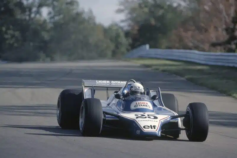 Didier Pironi in his Ligier Ford Cosworth in the 1980 US GP