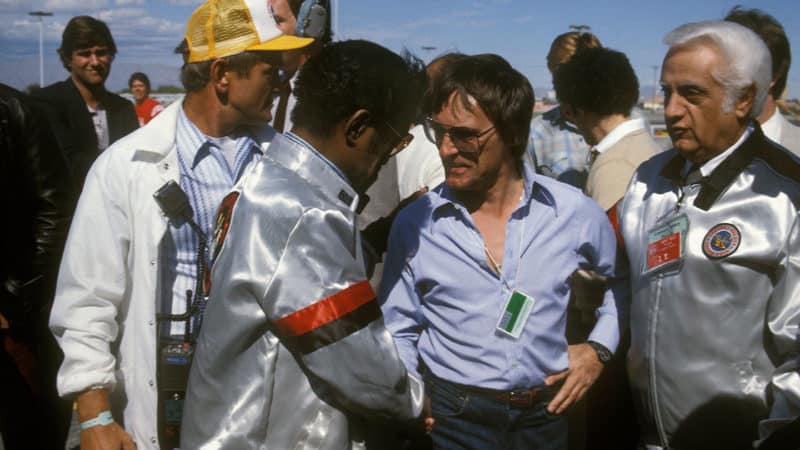 Sammy Davies Jr and Bernie Ecclestone before the 1981 United States Grand Prix in Las Vegas. Photo: Grand Prix Photo