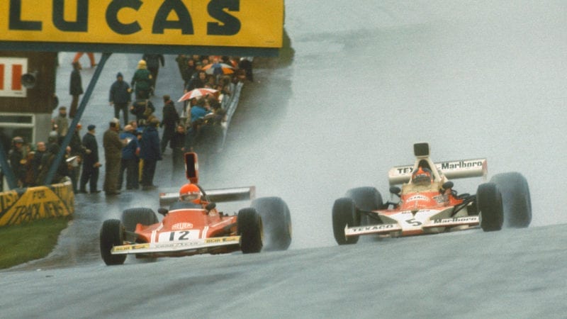Emerson Fittipaldi and Nicki Lauda in the 1974 Race of Champions