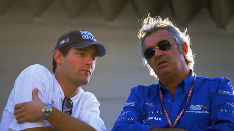 Flavio Briatore with Mark Webber at Suzuka in 2001