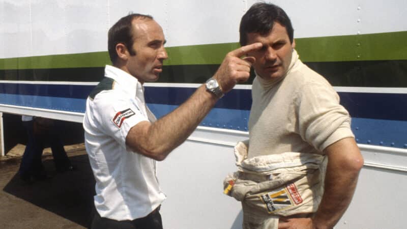 Frank WIlliams with Alan Jones in 1979