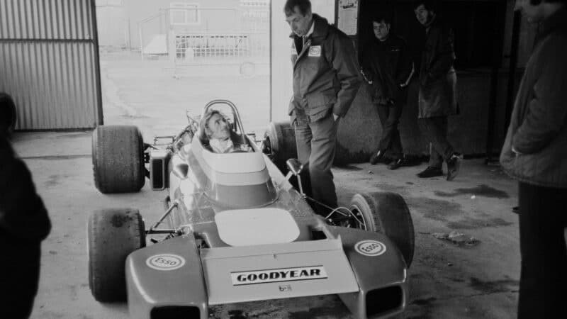 Graham Hill with Ron Tauranac in Brabham BT34