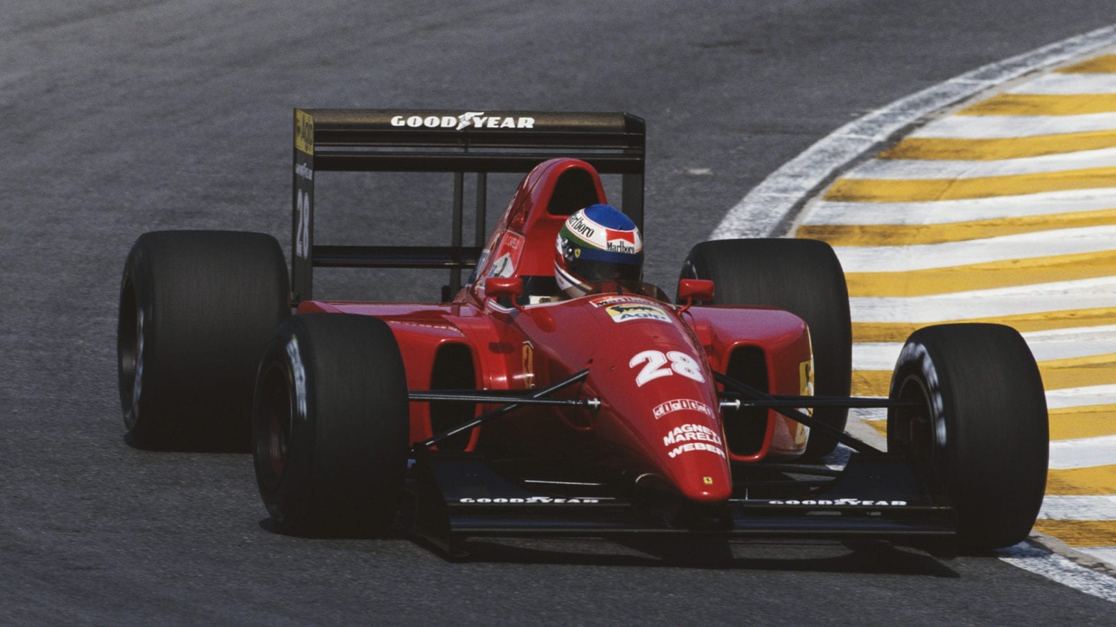 Ivan Capelli drives the 1992 Ferrari F92A in the 1992 F1 Brazilian Grand Prix
