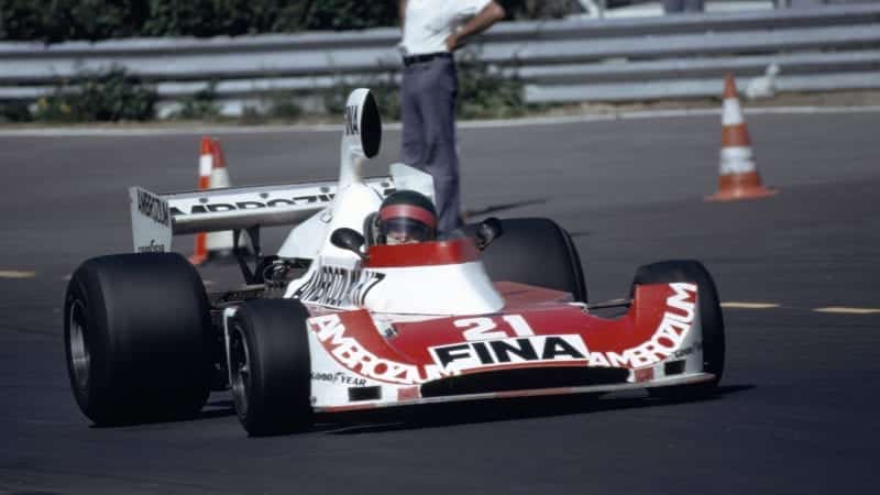 Jacques Laffite at the Nurbirgring in 1976 for Williams