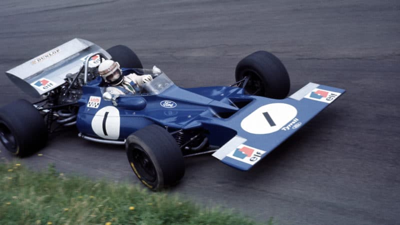 Jackie Stewart in the Tyrrell 001 at its 1970 Oulton Park debut