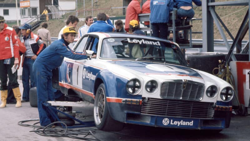 Jaguar XJC up on jacks in 1977 European Touring Car Championship