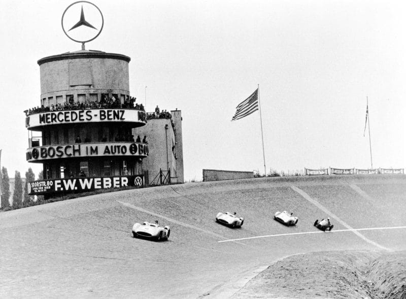 Jean-Behra-follows-Kling-Fangio-and-Hermann-at-Avus-in-1954