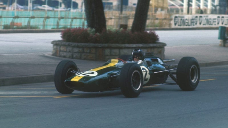 Jim Clark in his Lotus at the 1964 Monaco Grand Prix