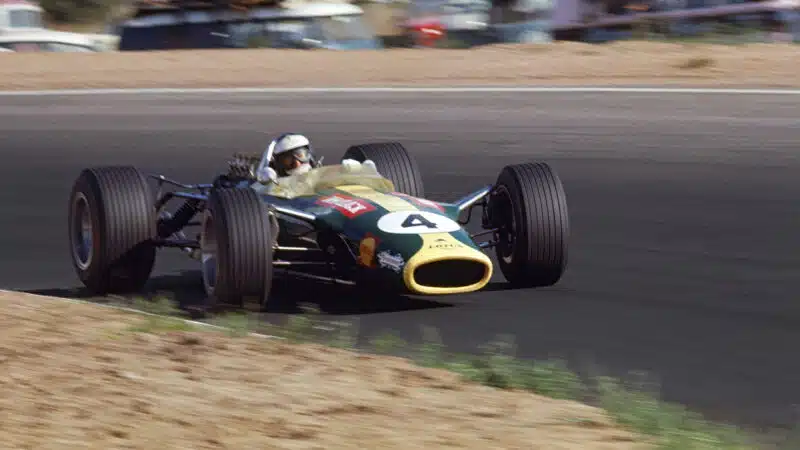 Jim Clark on his way to victory for Lotus in the 1968 South African Grand Prix