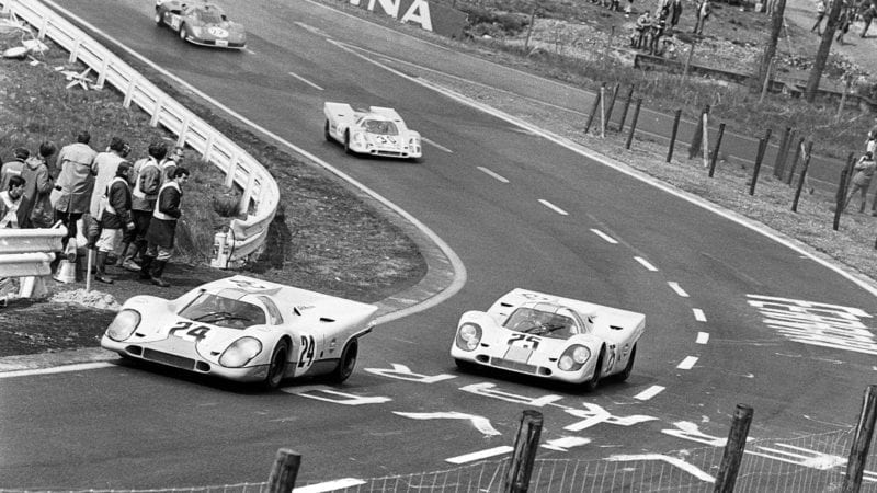 Jo Siffert leads Pedro Rodriguez at the start of the 1970 1000Kms of Spa