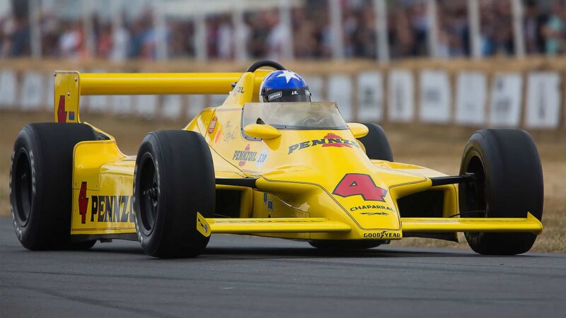 Johnny Rutherford demonstrating the Chaparral 2K at Goodwood Festival of Speed 2018