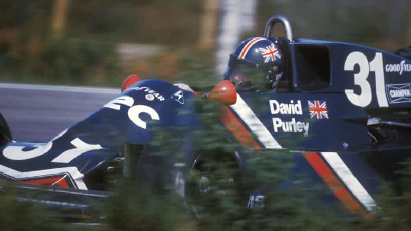 Lec of David Purley in 1977 Swedish Grand Prix at Anderstorp