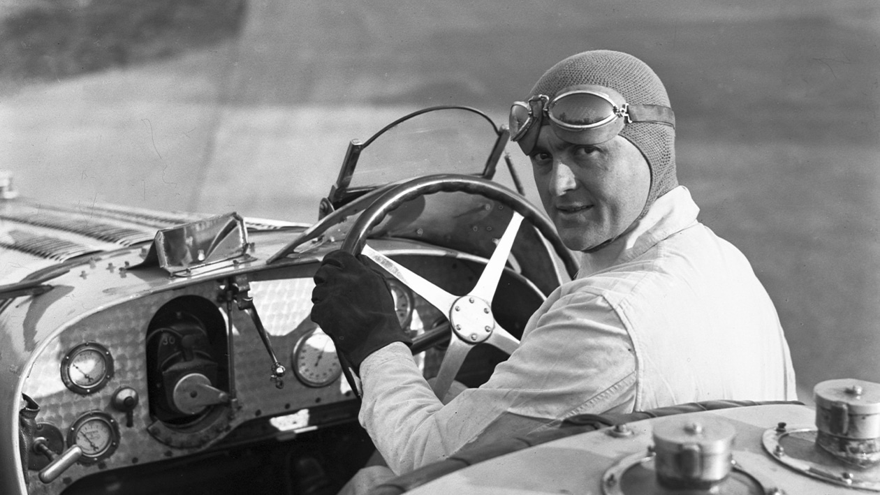 Louis Chiron at the wheel of his Bugatti at Le Mans in 1931