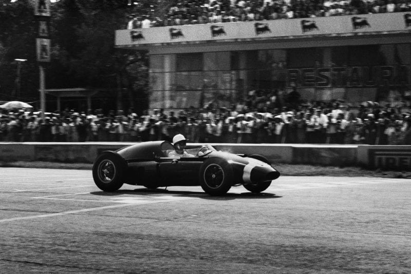 Stirling Moss flying in his Cooper T51-Climax