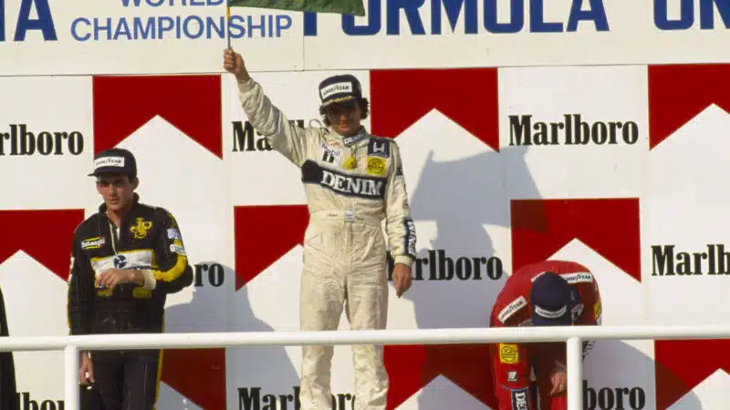 Mansell Piquet 1986 HUngarian GP podium