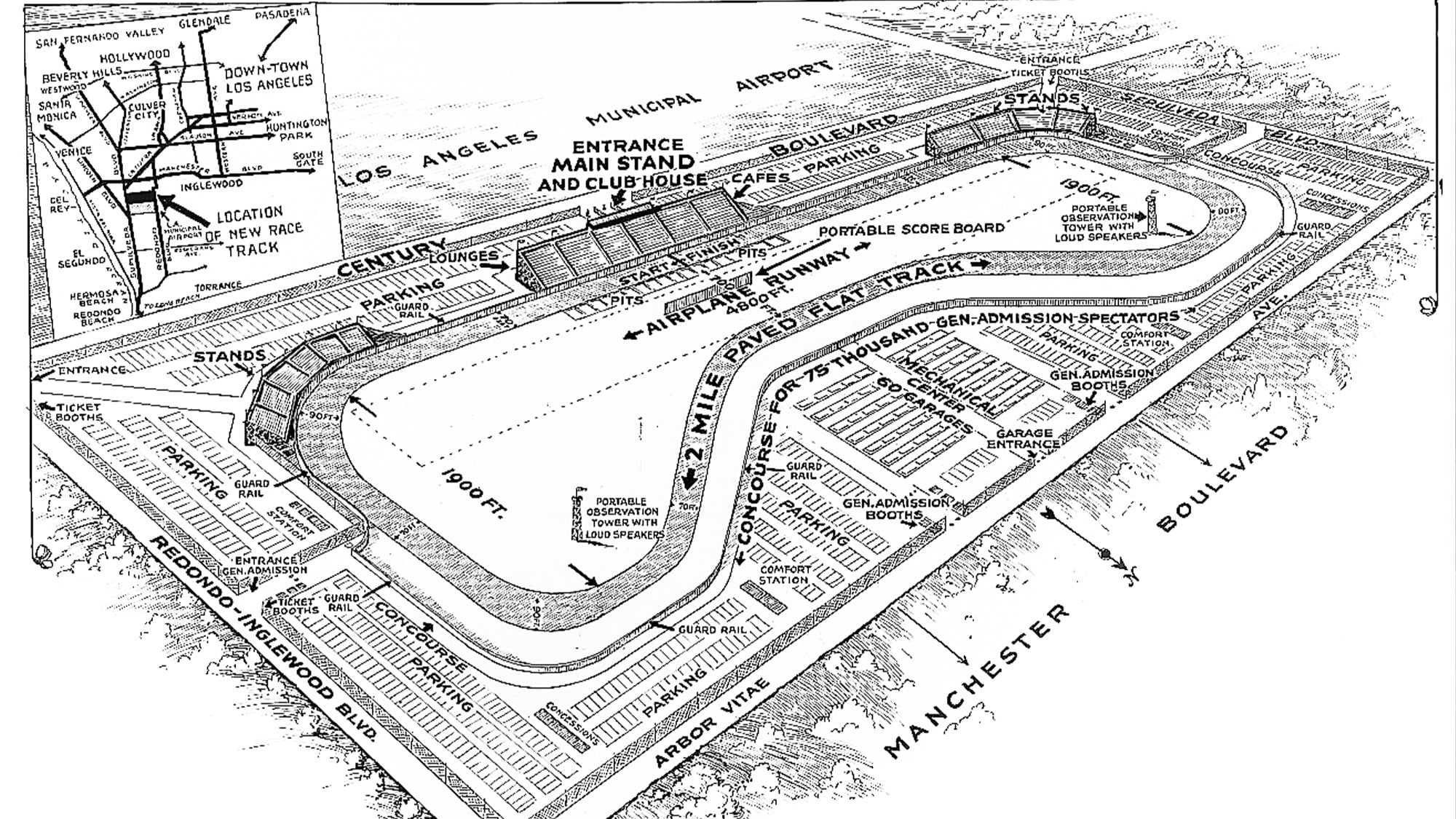 Map of Mines Field track Los Angeles