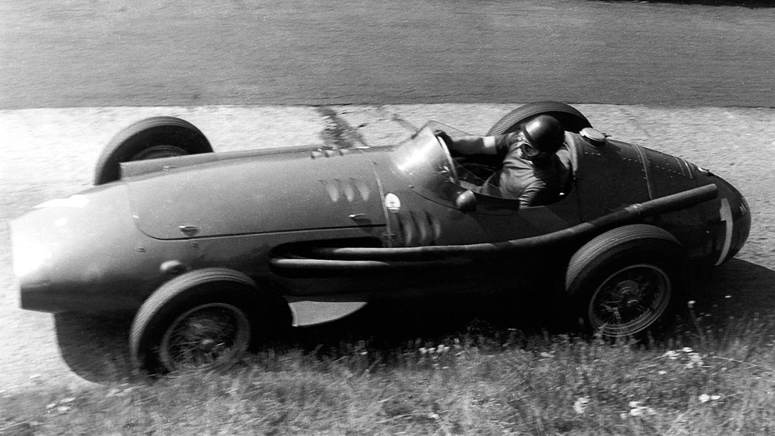 Maserati F1 driver Juan Manuel Fangio at the 1957 German GP bbb