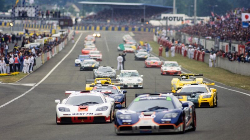 McLaren F1s at the front on formation lap for 1995 Le Mans 24 Hours