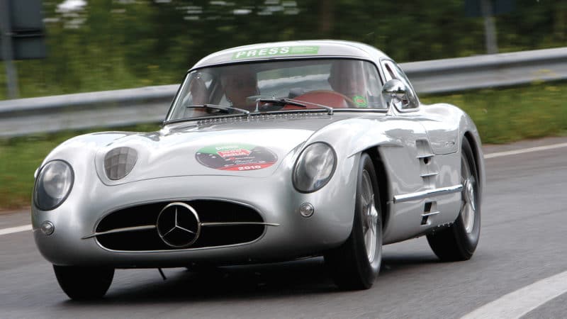 Mercedes 300 SLR on the road in 2010 Mille Miglia