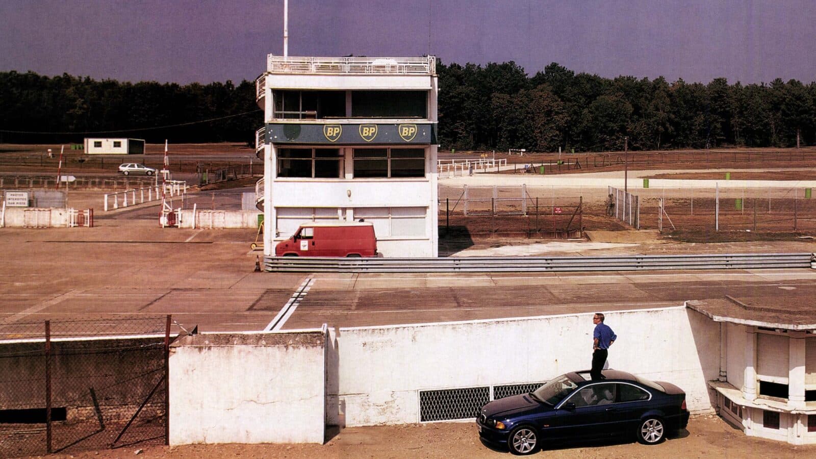 Historic buildings at Montlhery circuit photographed in 2000