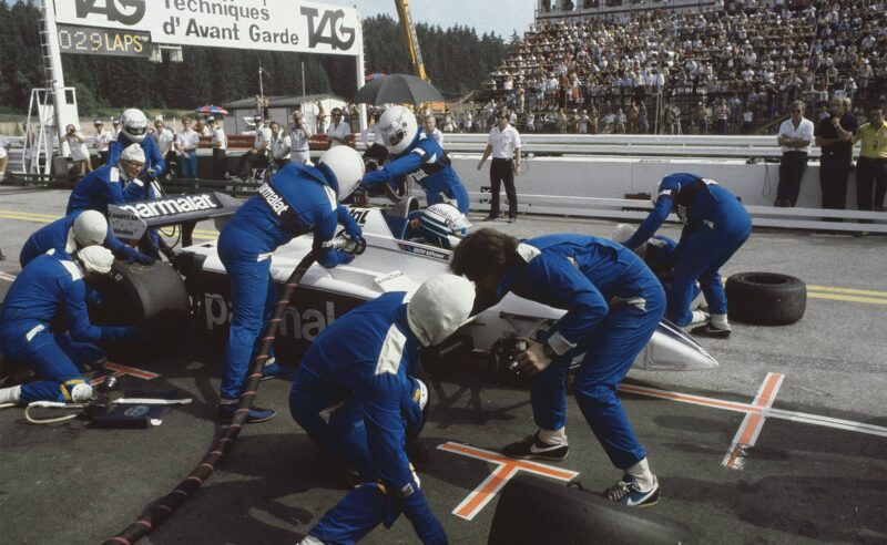 Carlos Pace in pitlane with Brabham BT45B, Martini Brabham …