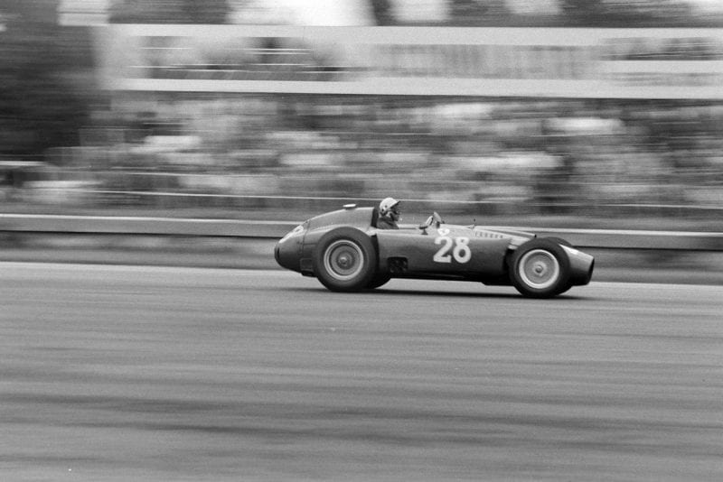 Luigi Musso in his Ferrari/Lancia D50 at the 1956 Italian Grand Prix, Monza