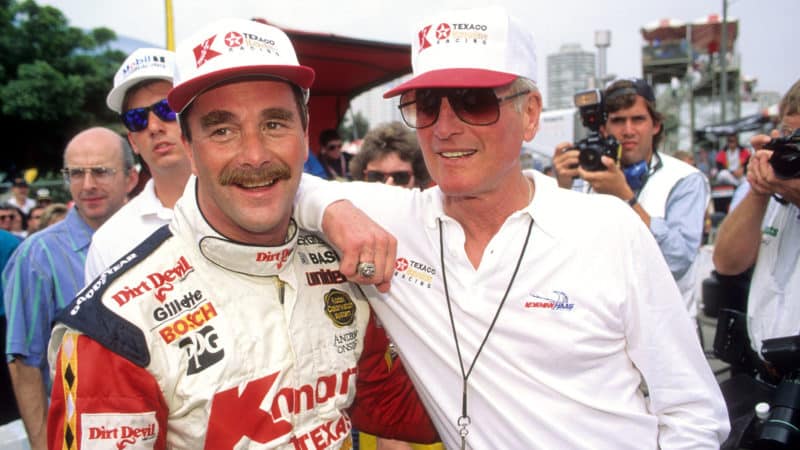 Nigel Mansell and CART team owner Paul Newman