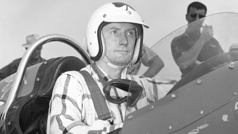 DAYTONA BEACH, FL - MARCH 31, 1959: Pat Flaherty of Chicago, IL, drove a Watson/Offenhauser for car owner John Zink in the Daytona 100 USAC Indy Car race at Daytona International Speedway, finishing in ninth place. (Photo by ISC Images & Archives via Getty Images)