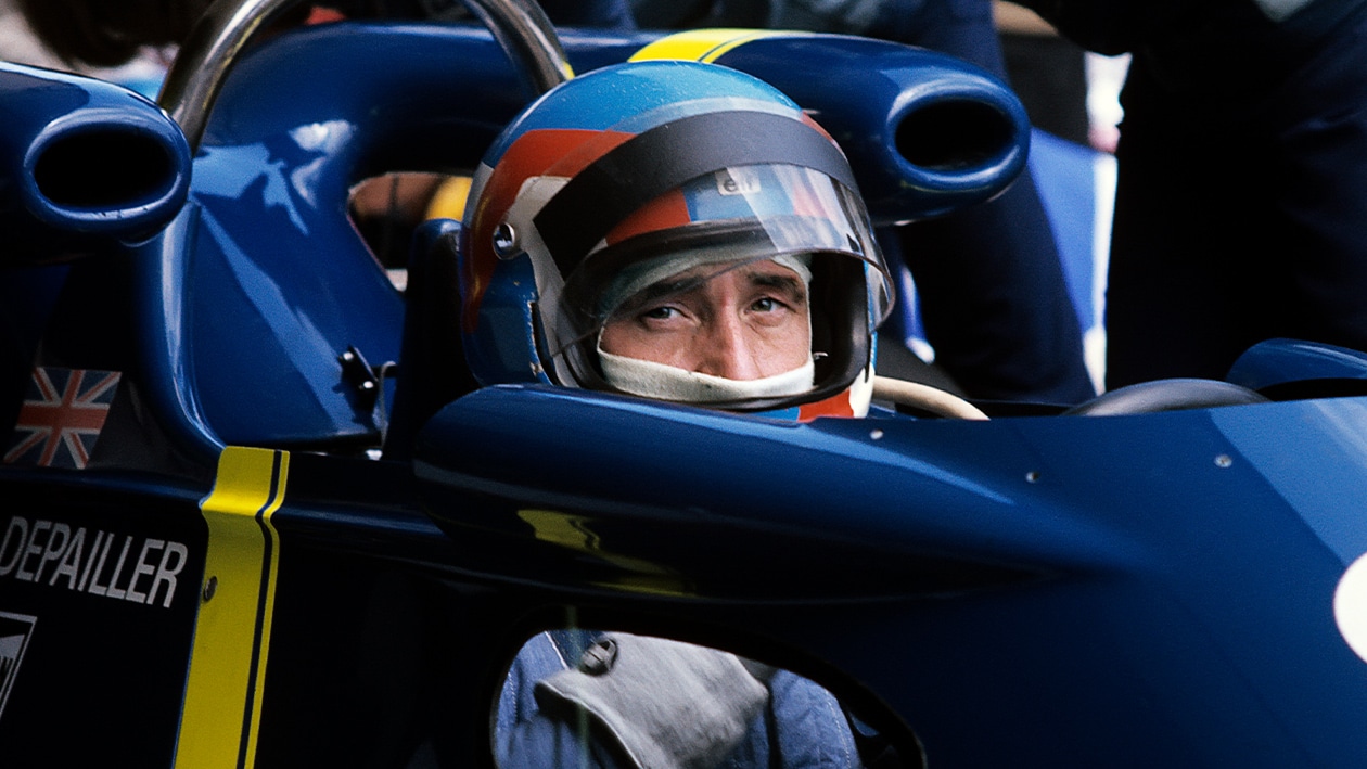 Patrick Depailler in cockpit of Tyrrell Formula 1 car