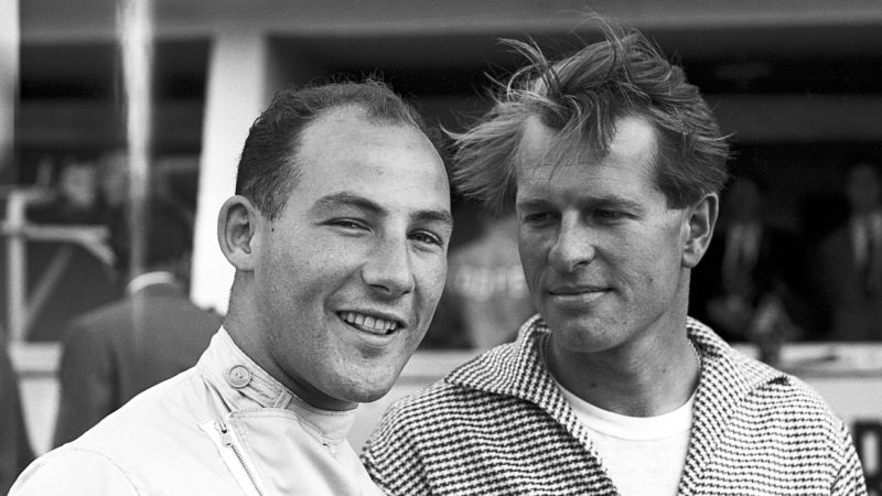 Peter Collins with Stirling Moss at Le Mans 1956