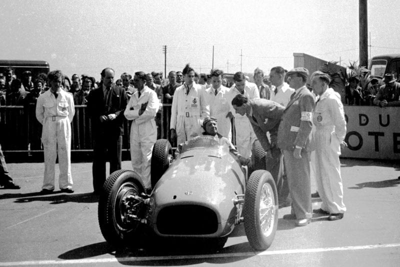Raymond Mays in a BRM V16 at the 1950 British Grand Prix