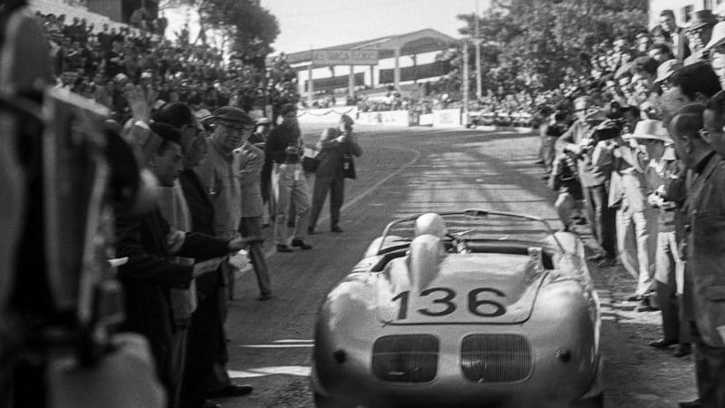 Rear view of Stirling Moss Porsche 718 RS in the 1961 Targa Florio