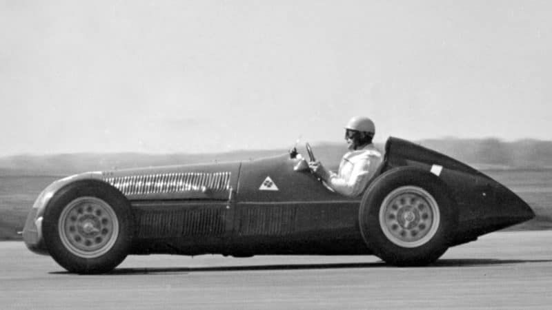 Reg Parnell in Alfa romeo Alfetta at 1950 British Grand Prix