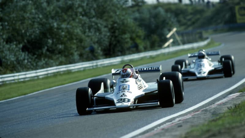 Formel 1, Grand Prix Niederlande 1979, Zandvoort, 26.08.1979 Clay Regazzoni, Williams-Ford FW07 Alan Jones, Williams-Ford FW07 www.hoch-zwei.net , copyright: HOCH ZWEI / Ronco (Photo by Hoch Zwei/Corbis via Getty Images)