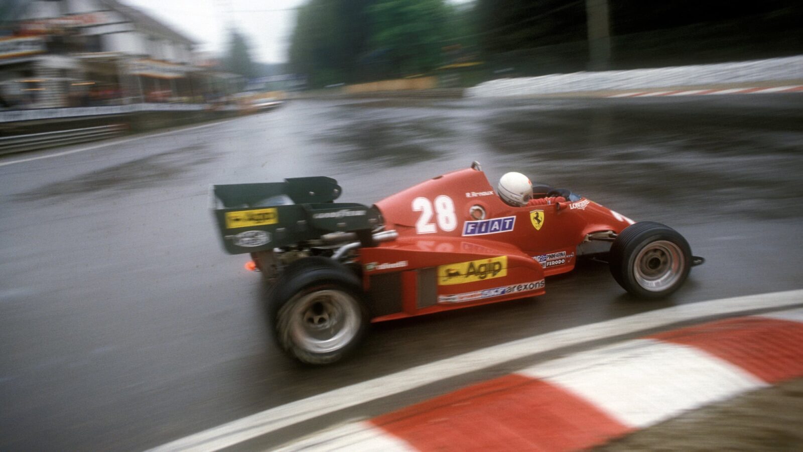 Rene Arnoux at La Source Spa Francorchamps during the 1983 Belgian Grand Prix