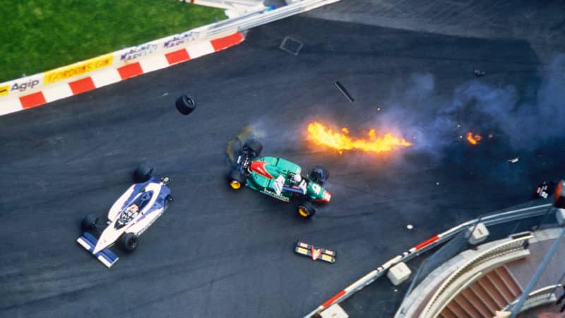 Riccarod Patrese crash 1985 Monaco gp