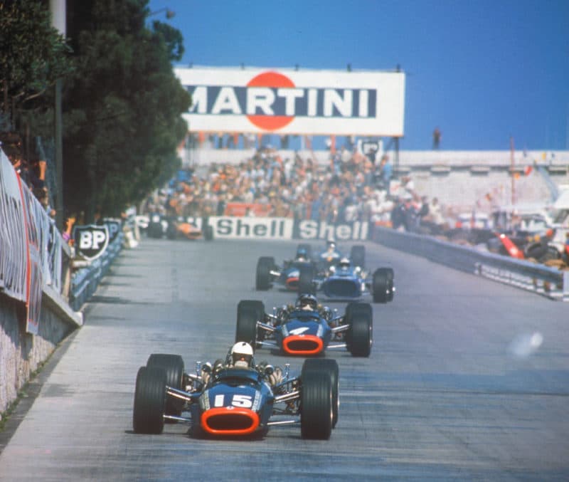 Richard Attwood leads Pedro Rodriguez in the 1968 Monaco GP