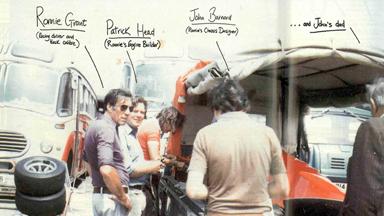 Ronnie Grant with Patrick Head and John Barnard
