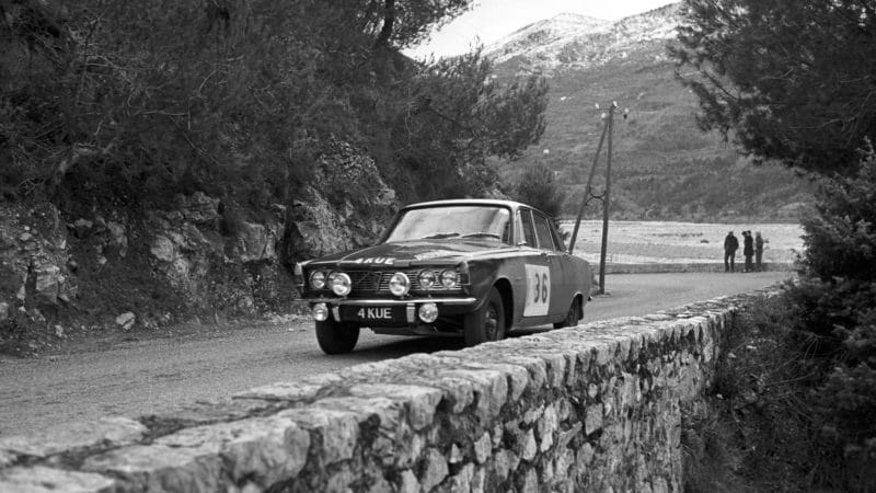 Rover P6 of Roger Clark on 1965 Monte Carlo Rally