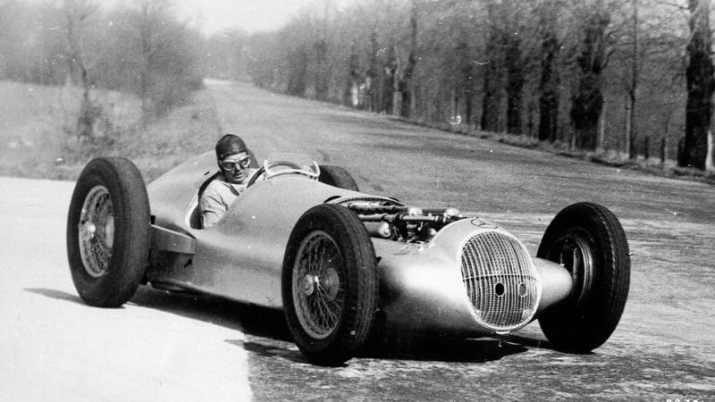 Rudi Uhlenhaut testing the Mercedes W194 grand prix car