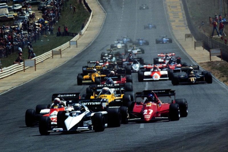 Ricardo Patrese leads the field at the start of the race, eventually winning ahead of Andrea de Ceraris and team Mate Nelson Piquet.