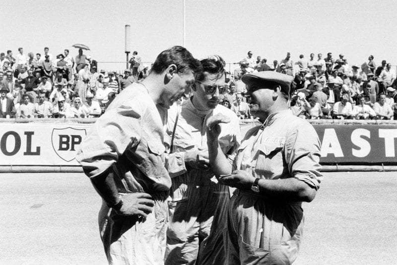 Roy Salvadori and Jack Brabham talk before 1958 Monaco Grand Prix.