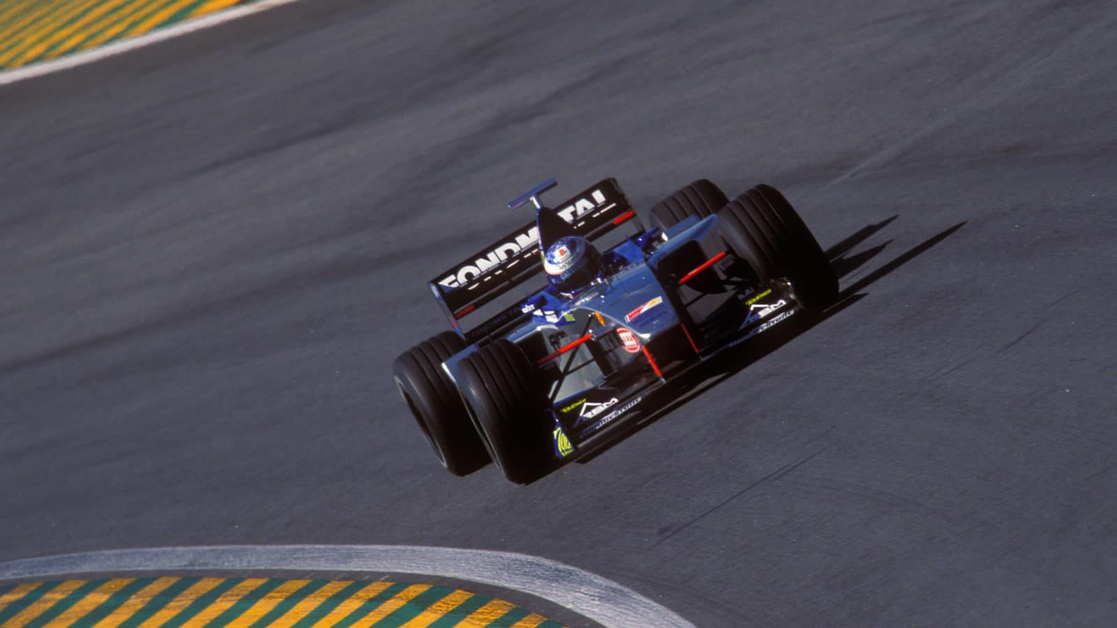 Stephane Sarrazin (Minardi-Ford) in the 1999 Brazilian Grand Prix in Interlagos. Photo: Grand Prix Photo / Dominique Leroy.