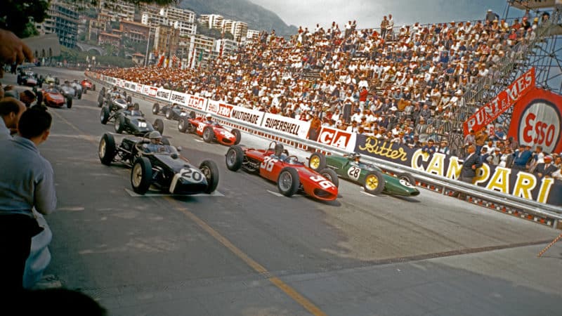 Stirling Moss Richie Ginther and Jim Clark on the front row at the 1961 Monaco Grand Prix