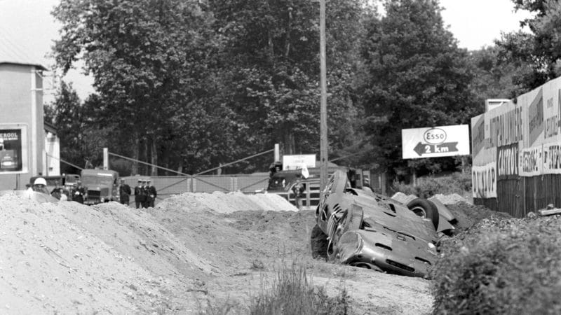 Tony Brooks' crashed Aston Martin 1957 Le Mans