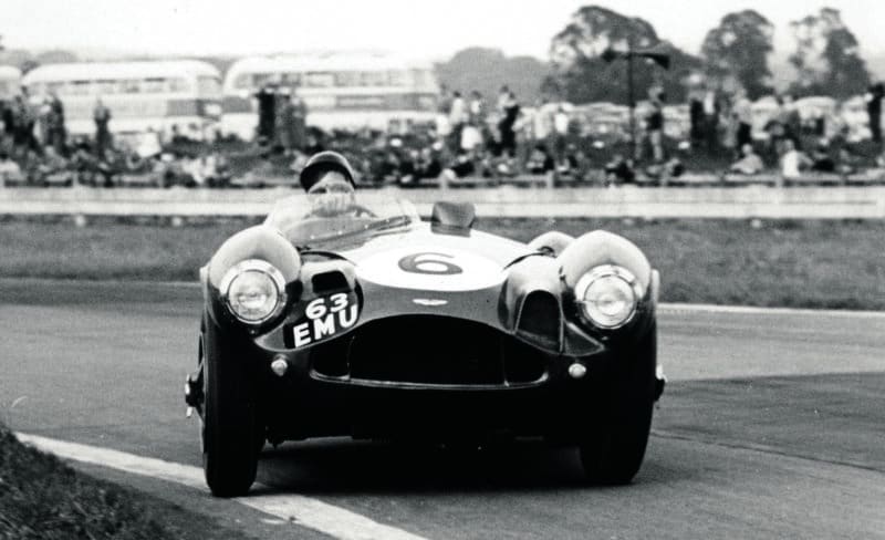 Tony Brooks in Aston MArtin during the 1956 Goodwood Trophy
