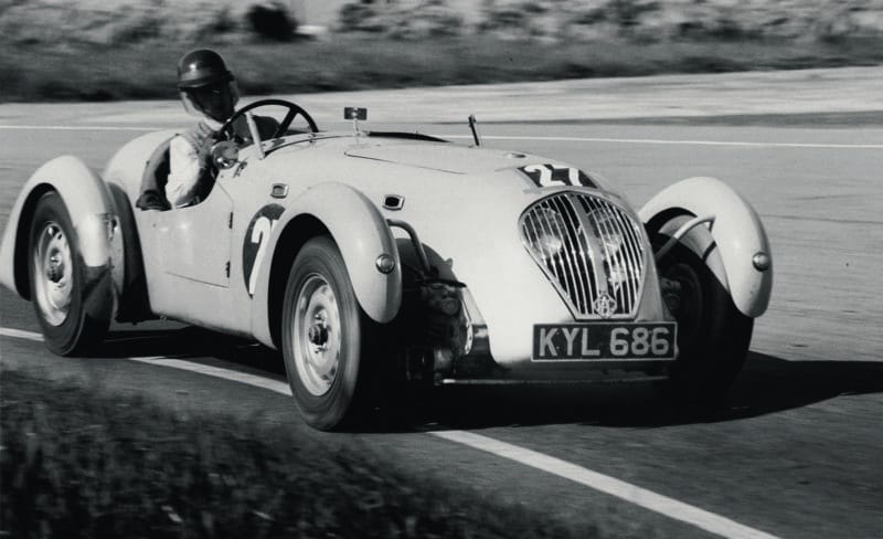 Tony Brooks in Healey Silverstone at Goodwood in 1952