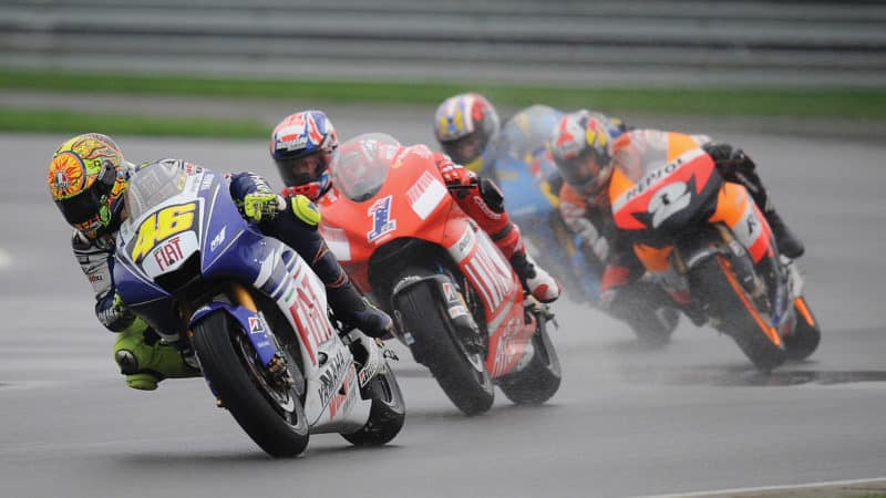 Valentino Rossi leads at Indianapolis 2008