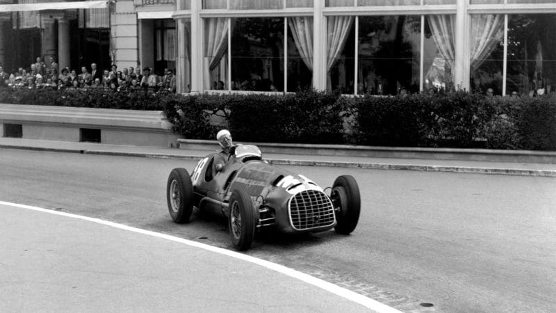 MOTORSPORT - F1 1950 - MONACO GRAND PRIX - 05/21/1950 - MONTE-CARLO (MON) - PHOTO: DPPI / LAT Luigi Villoresi - Ferrari 125 - Action Ferrari first F1 GP