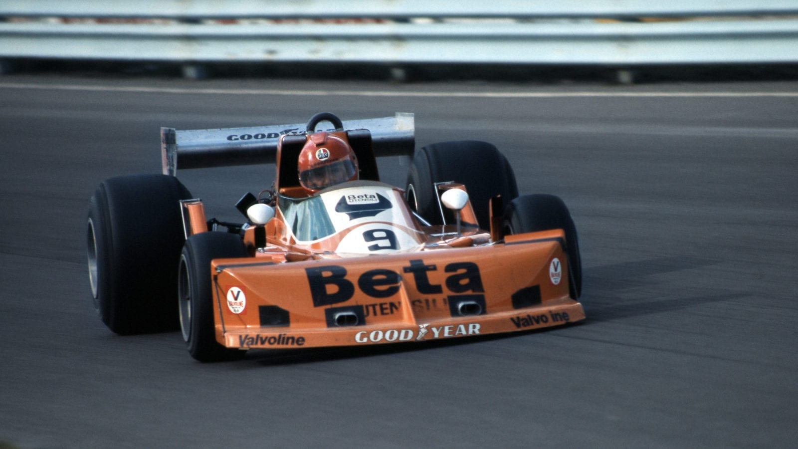 Vittorio Brambilla sliding his March-Ford at Watkins Glen during the 1976 United Stated GP